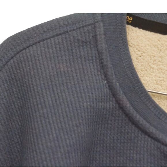 LEE Premium Select Thermal Sweater Mens L Sherpa Lined Regular Fit Henley Blue - Picture 4 of 6